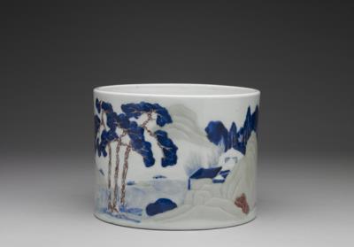 图片[2]-Brush holder with polychrome landscape, Qing dynasty, Kangxi reign, 1662-1722-China Archive